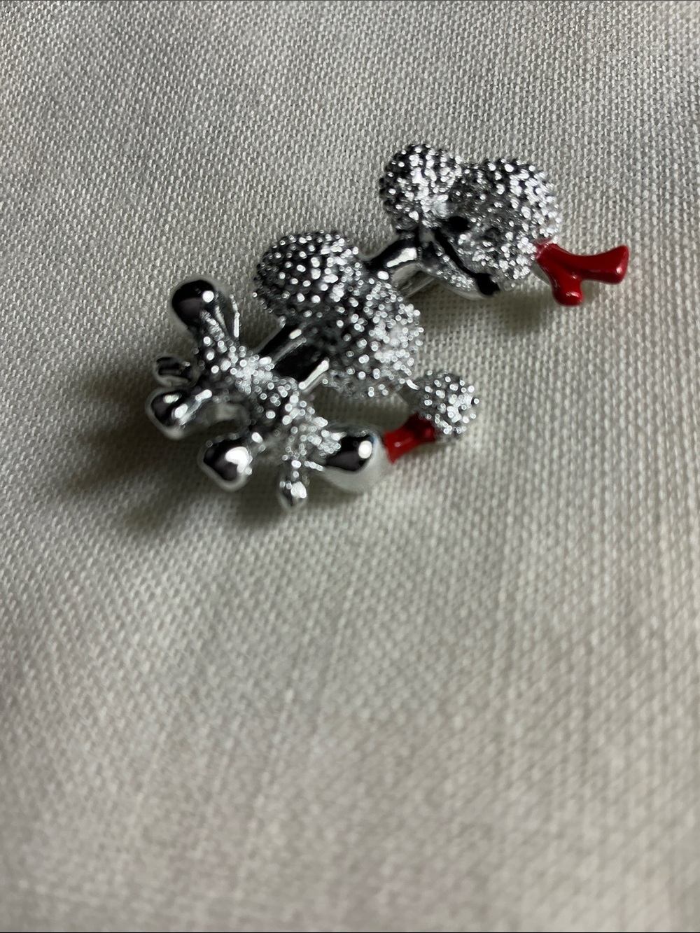 Sparkling Poodle Brooch with Red Accent